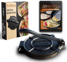 Load image into Gallery viewer, Durable 10-Inch Cast Iron Tortilla Maker with E-Book of 50 Delicious Recipes