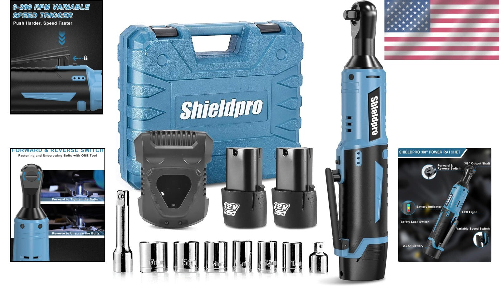 High Torque Cordless Ratchet Wrench Kit – 2 Batteries & Extension Bar Included