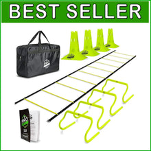 Load image into Gallery viewer, Speed Agility Ladder with Adjustable Hurdles and Jump Rope for Sports Training