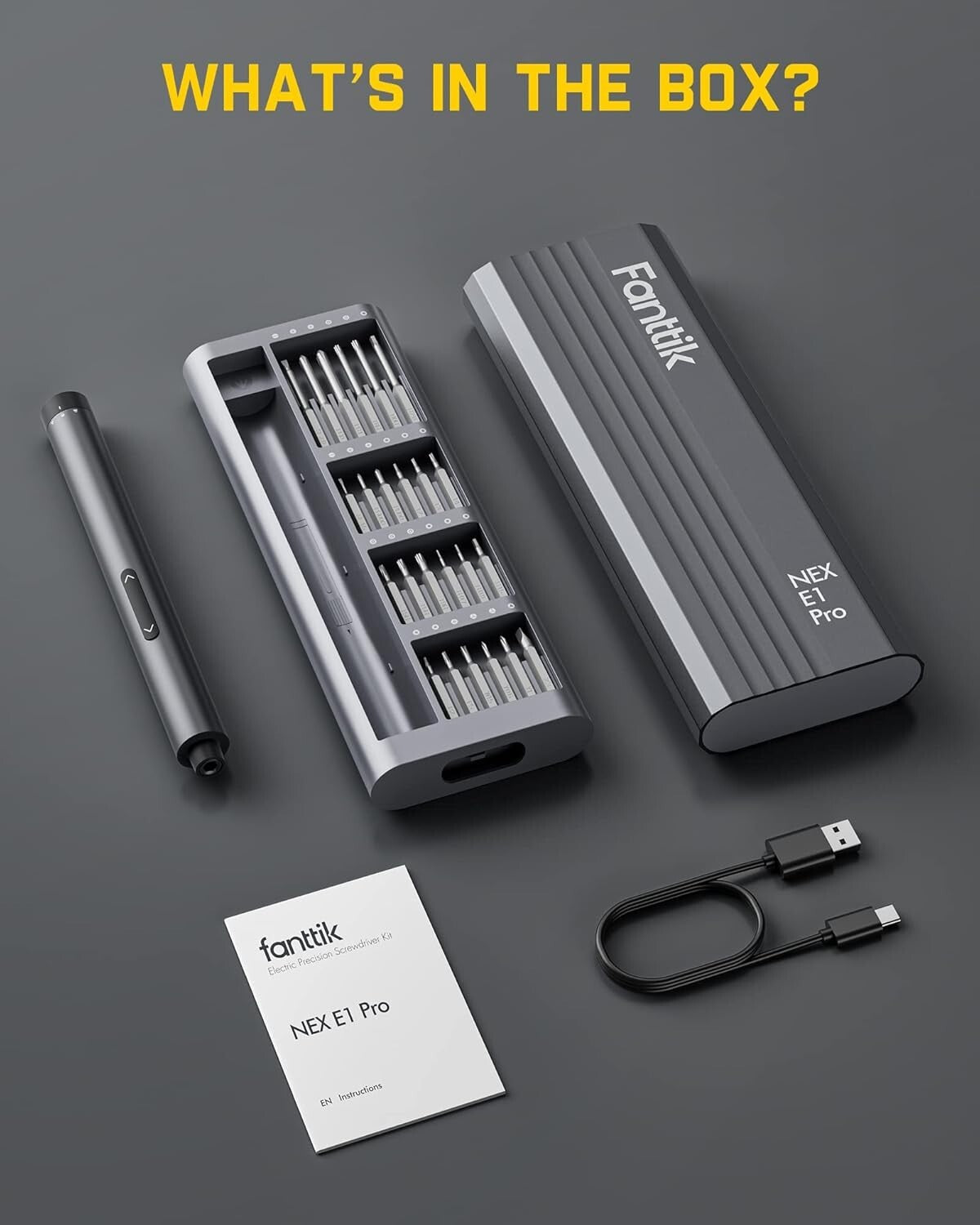 3.7V Mini Electric Screwdriver Set with 24 Magnetic Bits - Precision Repair Tool