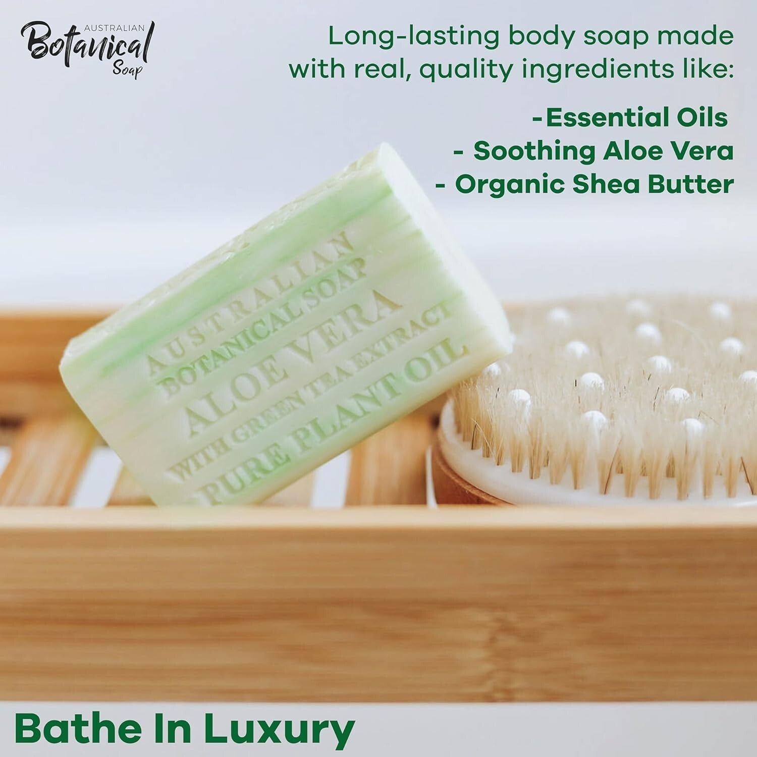 Luxurious Aloe Vera & Green Tea Soap Bars - 6.6 OZ Each, 8 Bars for Daily Care