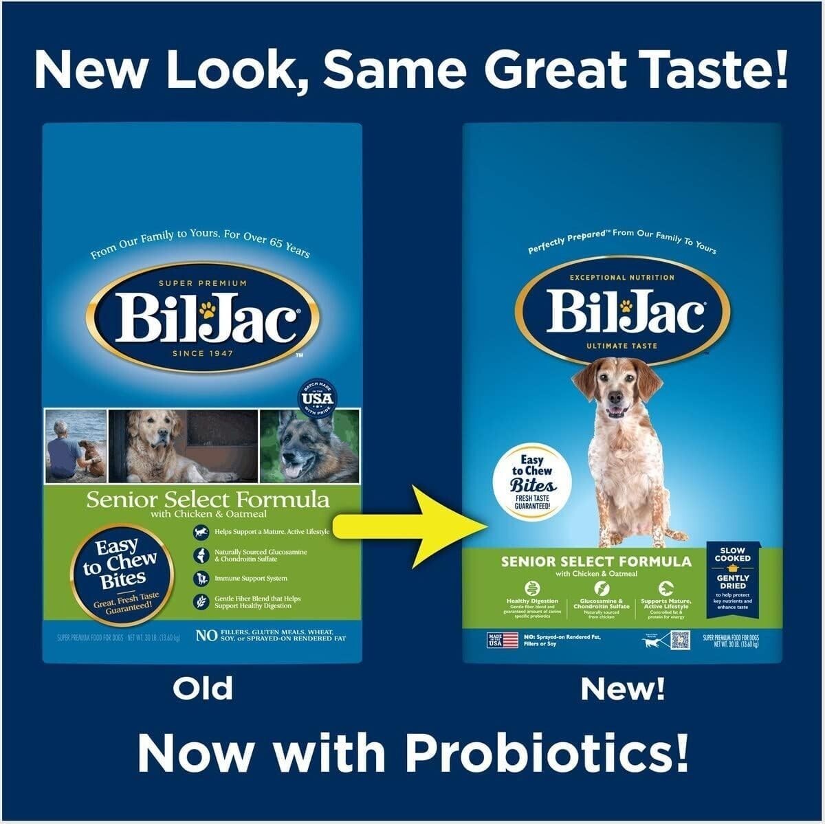 Bil Jac Senior Dog Food - 2-Pack of 6lb Chicken & Oatmeal, Super Premium Quality