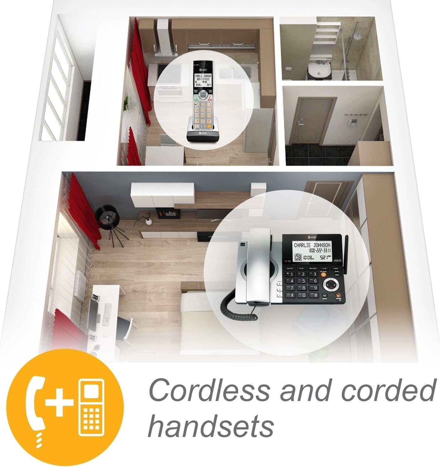 Dect 6.0 Expandable Phone Set with Digital Answering Machine & Intercom Feature