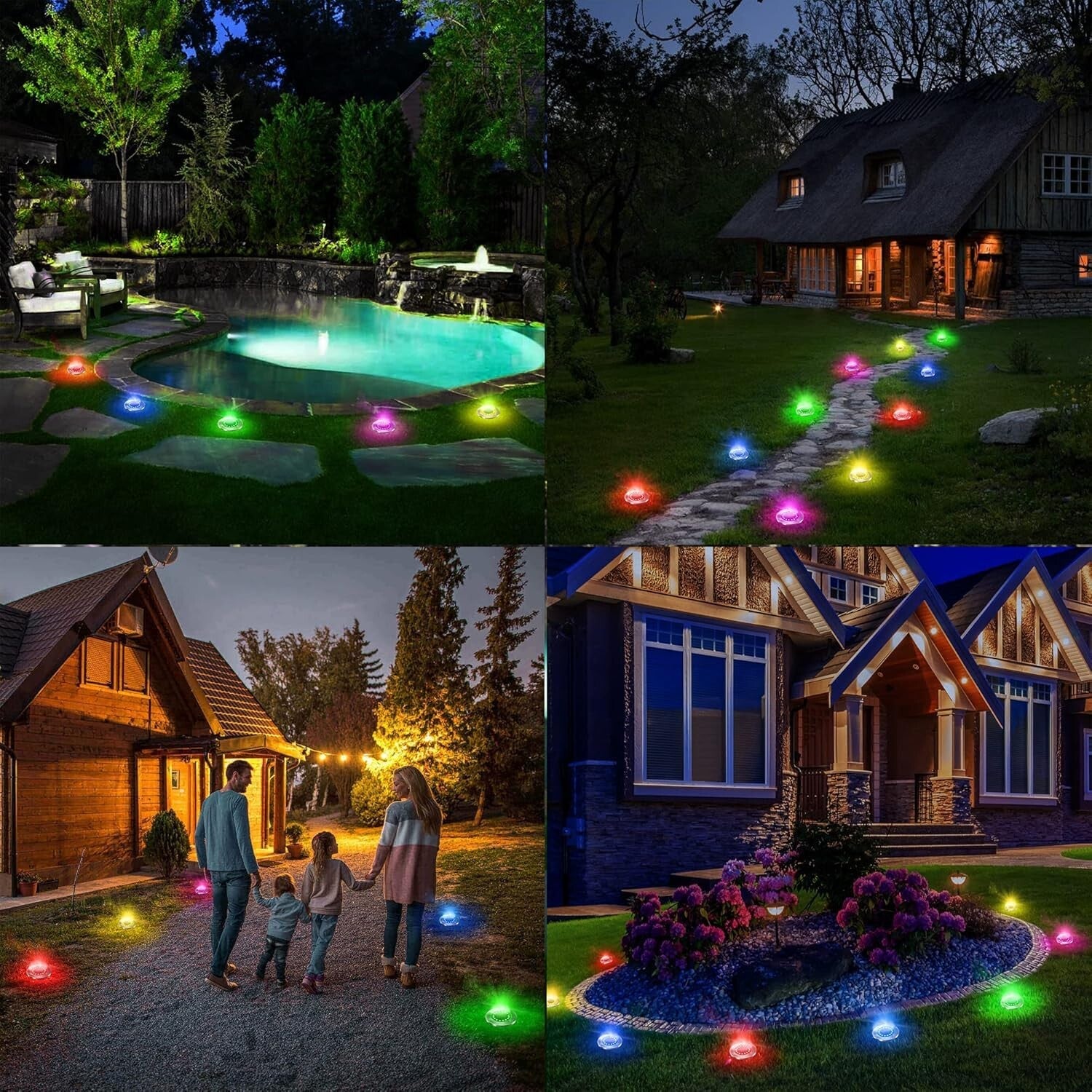 Brighten Your Garden with 12 LED Solar Disk Lights - Waterproof & Color Changing