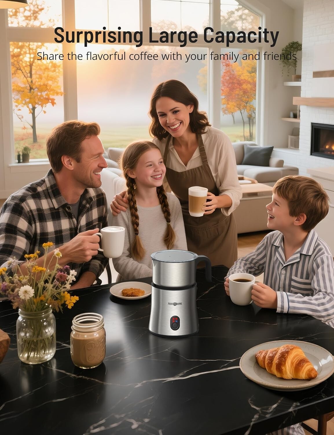 500ml Detachable Milk Frother & Steamer with Strix Control - Elegant Solution