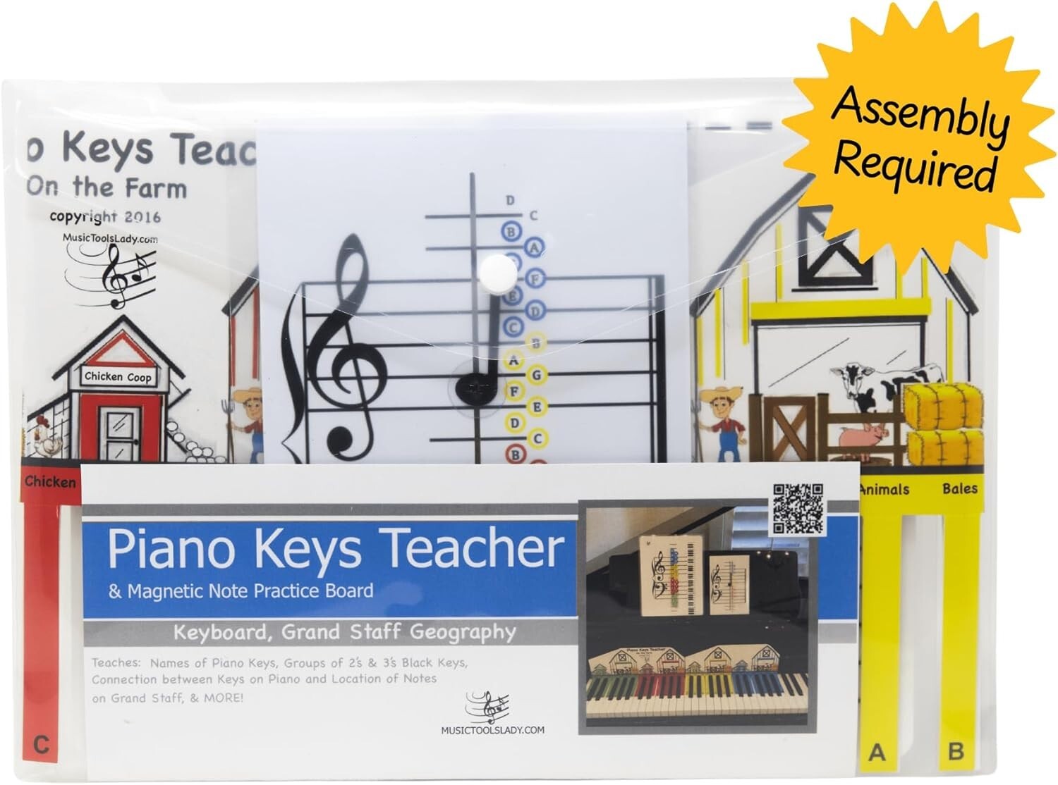 Reusable Piano Teaching Aids with Magnetic Board & Music Note Stickers for Kids