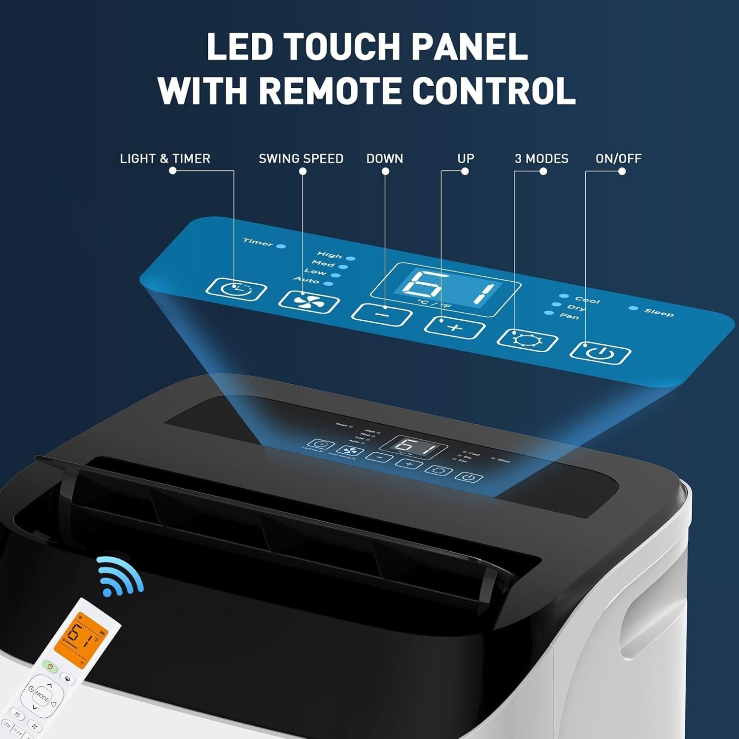 14,000 BTU Energy-Saving Portable Air Conditioner - 700 Sq.Ft Cooling Power