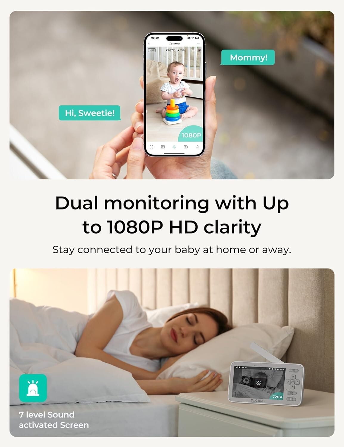 Advanced 1080P WiFi Baby Monitor with Motion Alerts & Triple Security Features