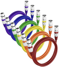 Load image into Gallery viewer, Multi-Colored 6ft XLR Male to Female Cables - 6-Pack for Musicians &amp; Podcasters