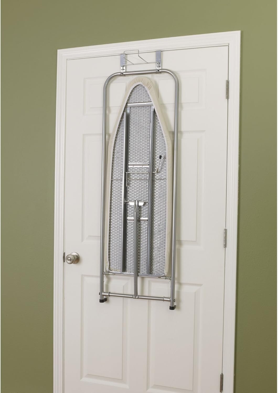 Mini Over The Door Ironing Board with Silver Frame and Noise-Reducing Features