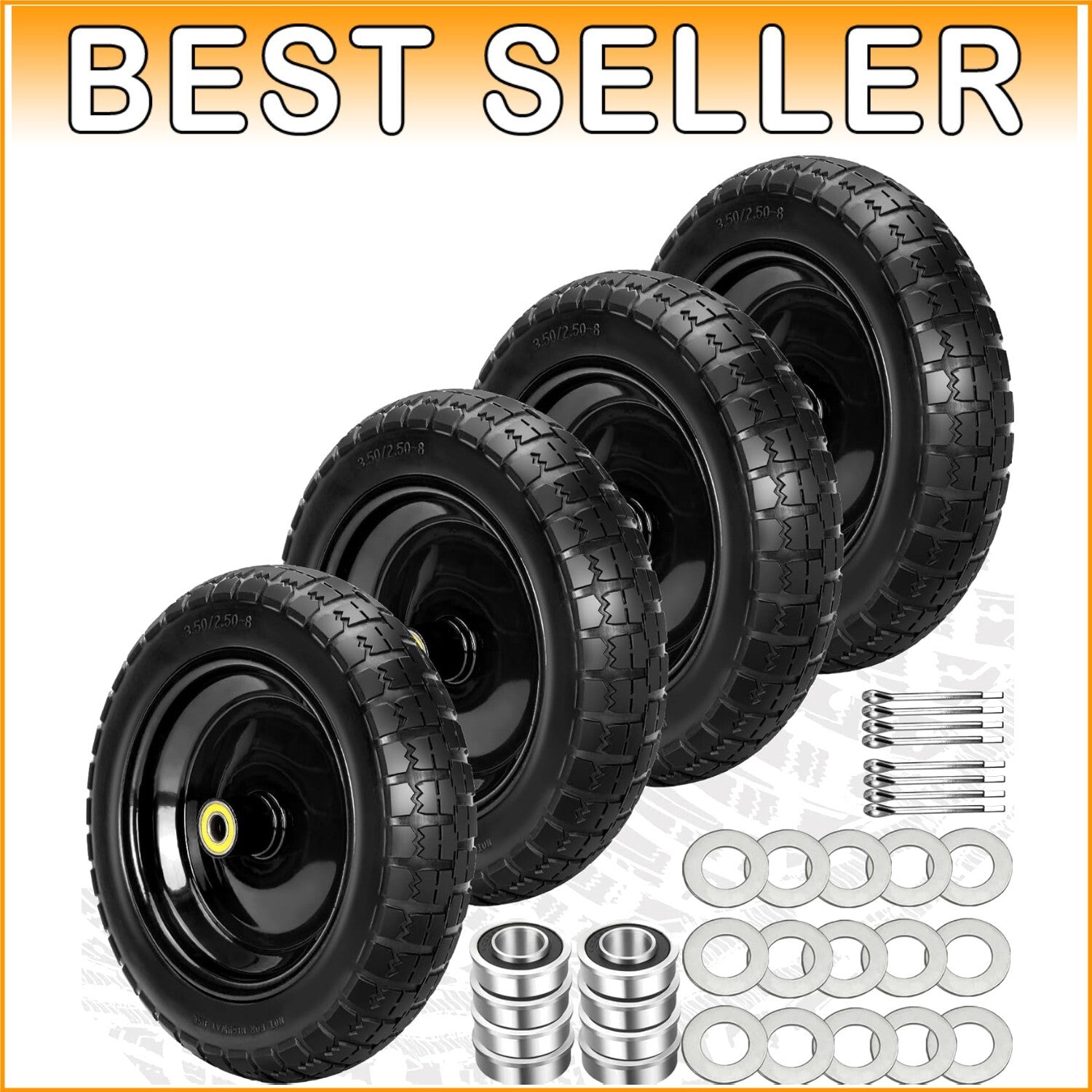 Flat-Free 13-Inch Solid Tires with Enhanced Shock Absorption for Garden Carts