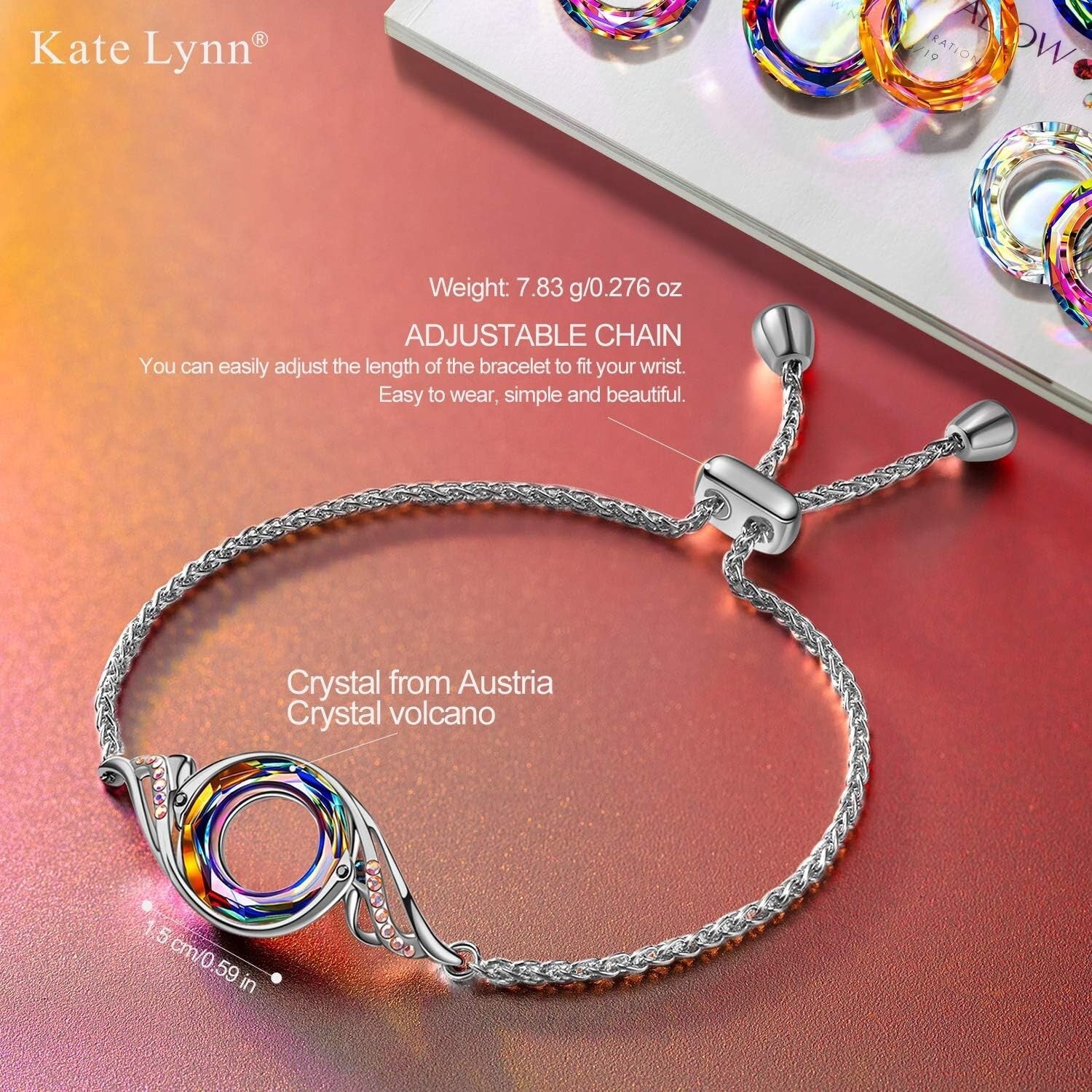 Elegant Phoenix Slider Bracelet with Sparkling Austrian Crystals - Women's Gift