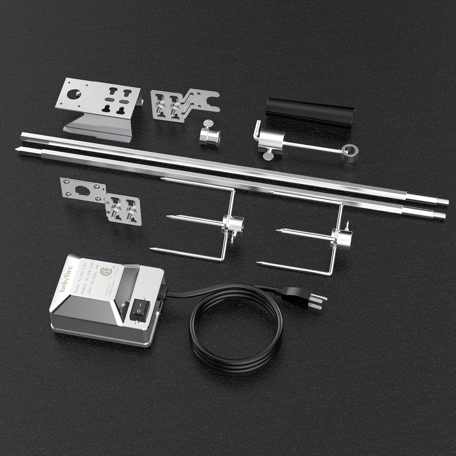 Effortless BBQ Rotisserie Kit for All Gas Grills - 110V Motor & 45" Spit Rod