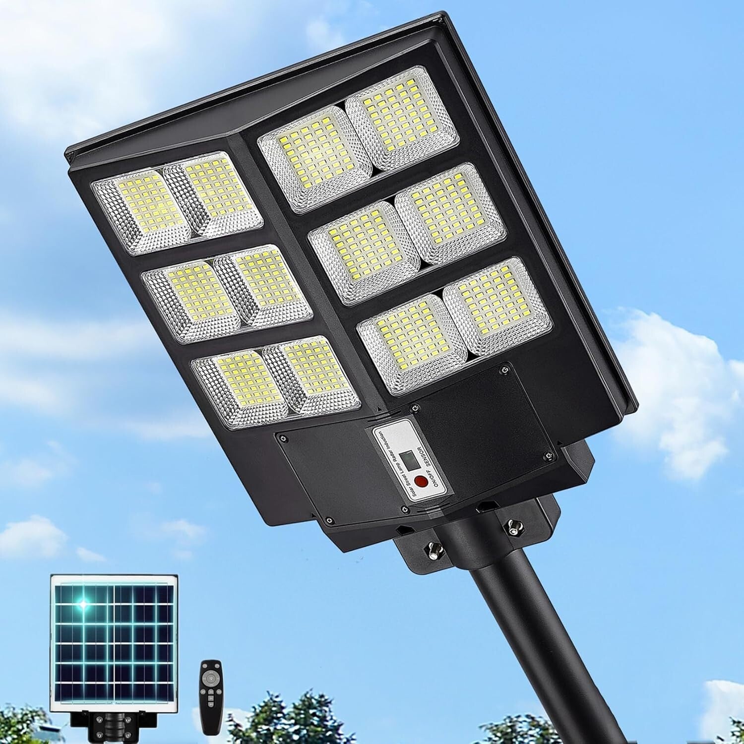 IP67 Waterproof 3200W Solar Security Lights - 2-Pack Motion Sensor Flood Lights