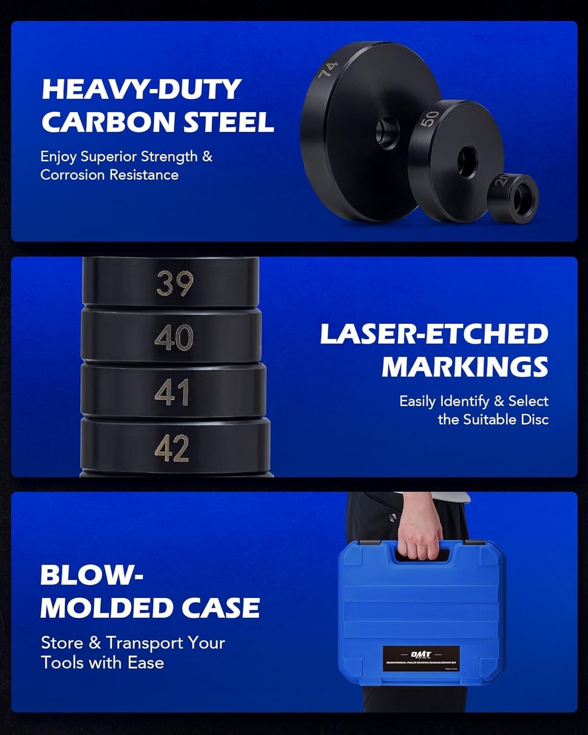 Universal Bushing Removal Tool Kit - 50 Discs, Heavy-Duty and Rust-Resistant