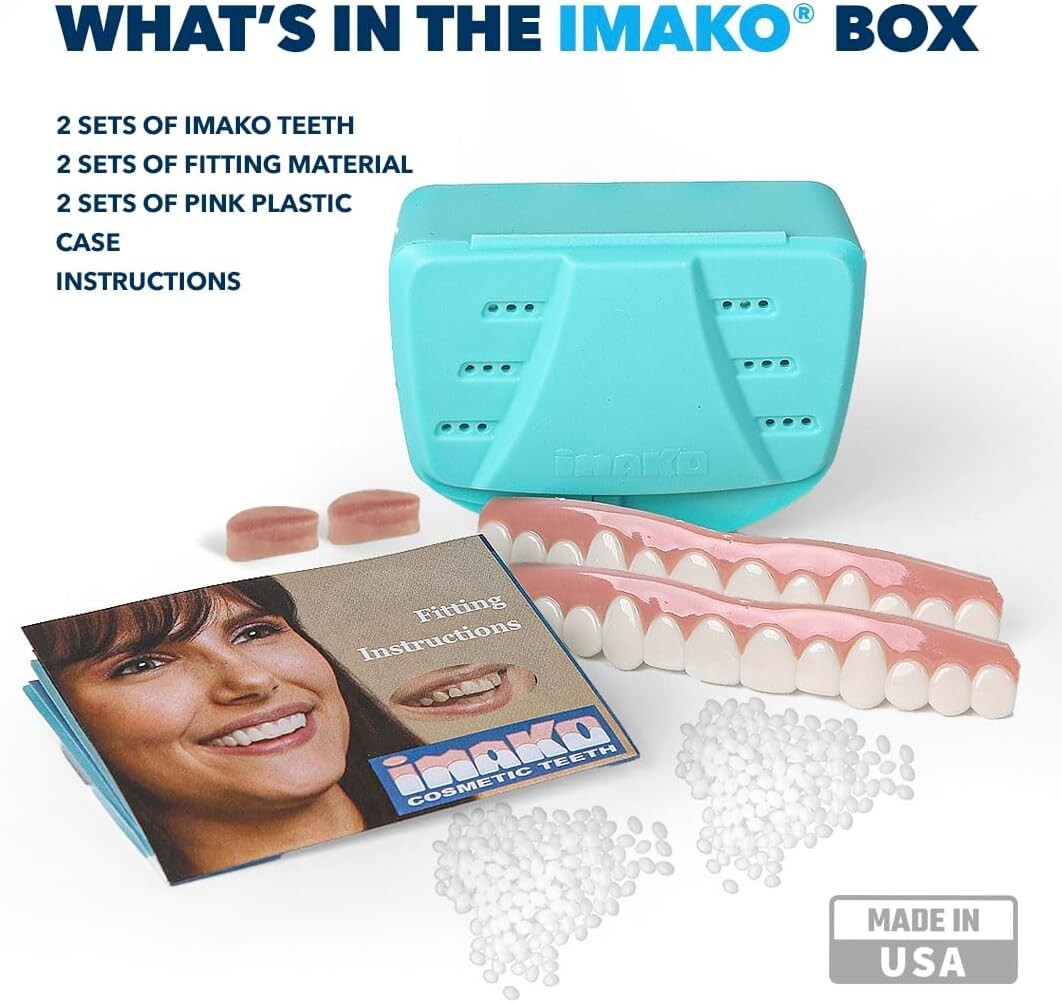 Flexible 2-Pack Premium Cosmetic Upper Teeth - Small Size for Flawless Smile