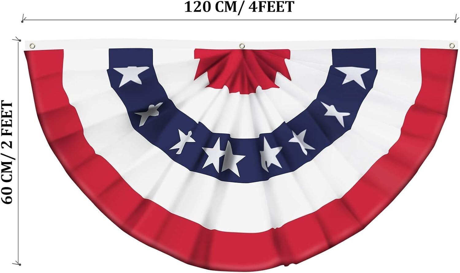 Durable Polyester American Fan Flag - Patriotic Half Banner for Indoors/Outdoors