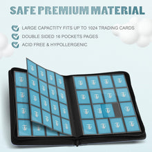 Load image into Gallery viewer, Compact 16 Pocket Card Storage Binder - Easy Access for 1020 Cards, Blue Design