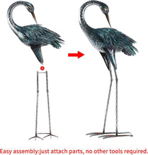 Load image into Gallery viewer, Handmade Blue Heron Outdoor Sculptures - Decorative Metal Statues for Gardens