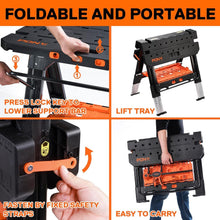 Load image into Gallery viewer, Portable Folding 2-in-1 Workbench &amp; Sawhorse - Lightweight &amp; Multifunctional