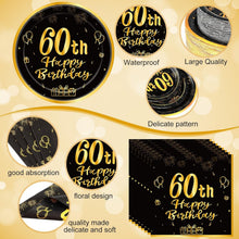 Load image into Gallery viewer, Stylish 452-Piece Complete Set of Black and Gold Tableware for 60th Celebrations