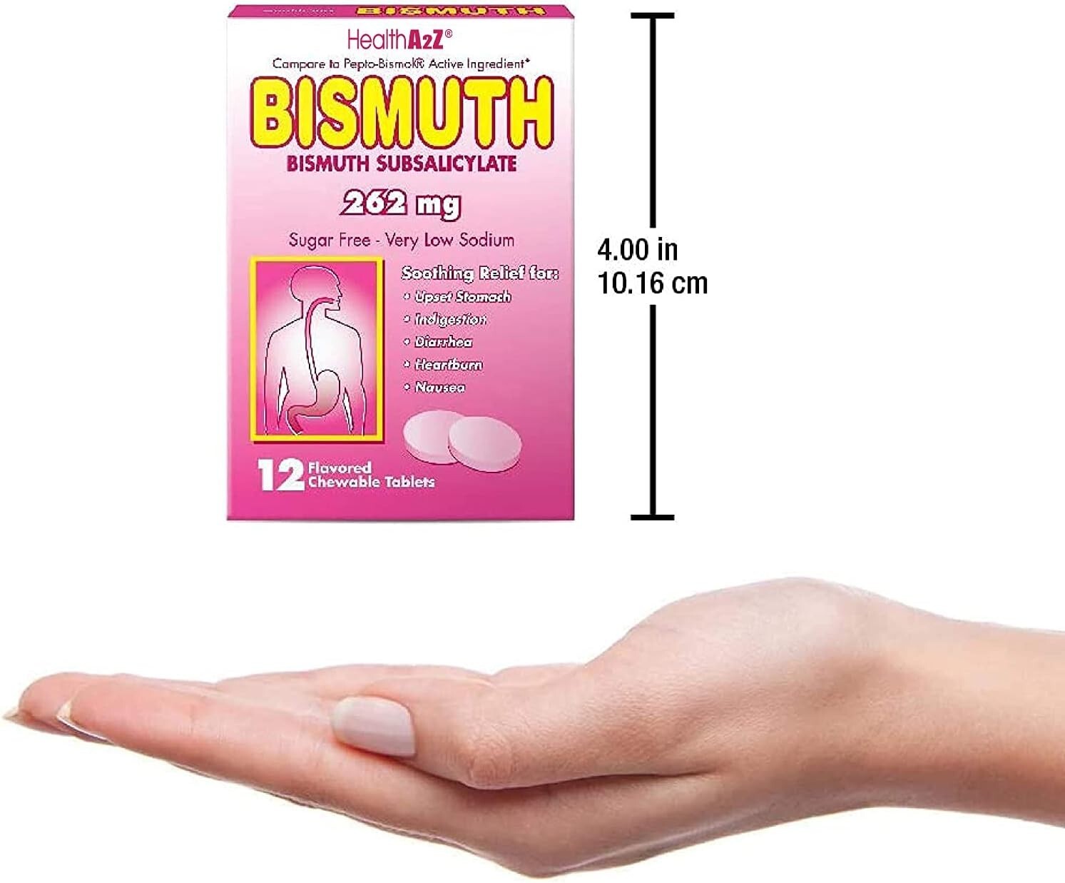Bismuth Subsalicylate 262mg Chewable Tablets - 24 Pack for Fast Digestive Relief