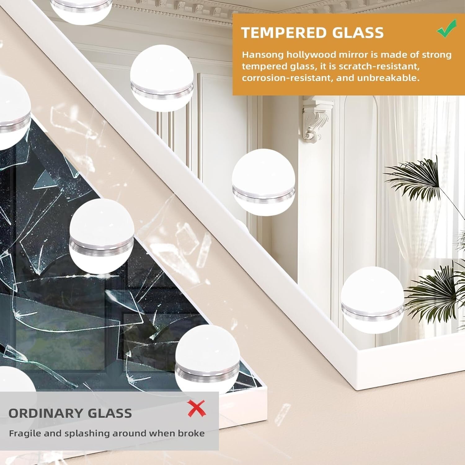 Bluetooth Vanity Mirror with Touch Sensor and 10X Magnifying - Wall or Tabletop