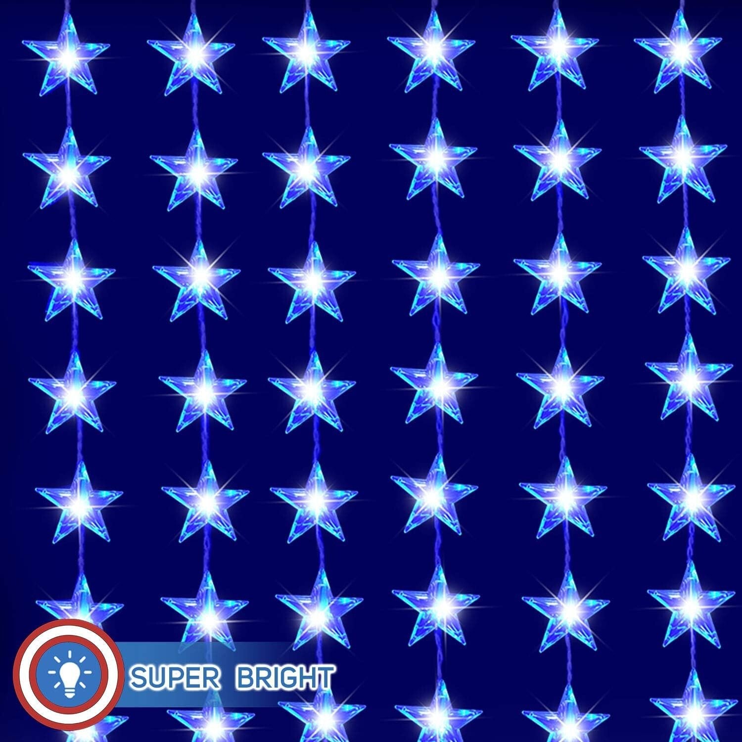 Festive 260 LED American Flag Curtain Lights - Ideal for Patriotic Celebrations