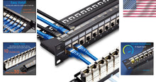 Load image into Gallery viewer, Easy Install 19 Inch Inline Keystone Patch Panel for 24-Port Network Solutions