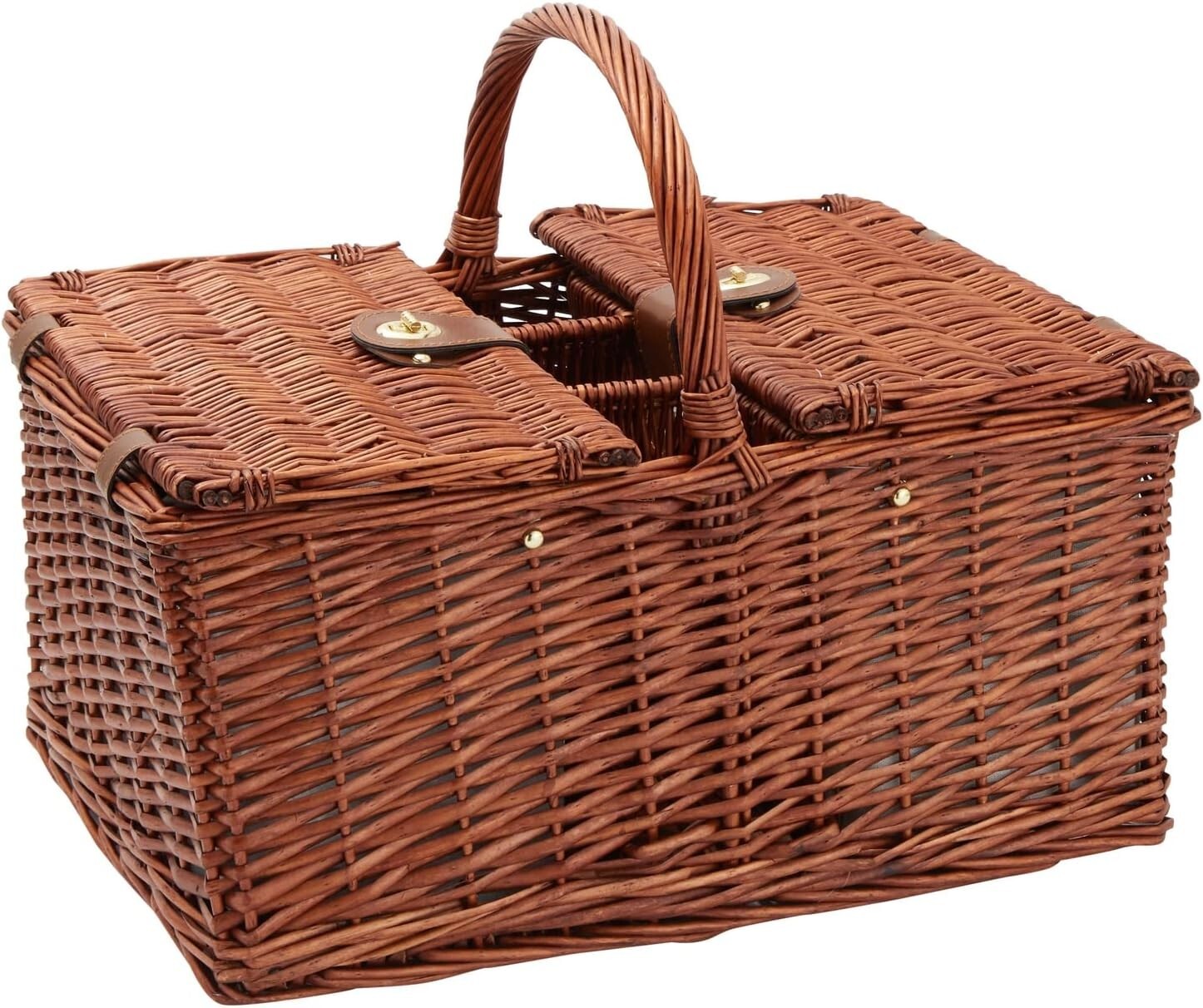 Essential Rustic Wicker Picnic Set for 4 with Insulated Cooler & Glasses