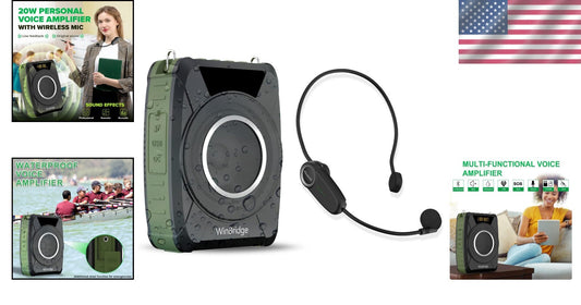 Bluetooth 5.0 Portable Waterproof Voice Amplifier - 20W PA System for Teachers