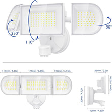 Load image into Gallery viewer, 9000 Lumens Bright Motion Sensor Flood Lights - 3 Adjustable Heads for Security