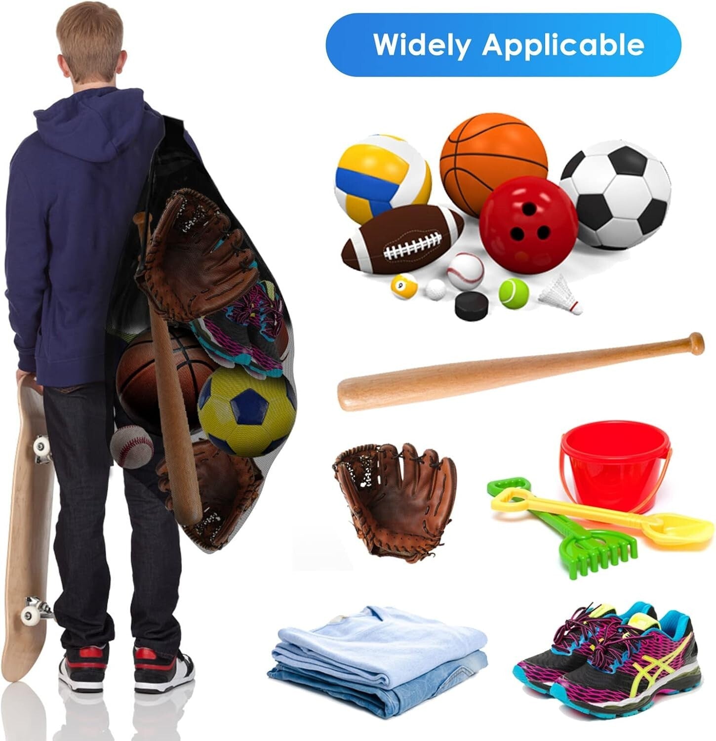 Durable 30"x40" Sports Ball Carrier with Adjustable Strap & Fresh Airflow Design