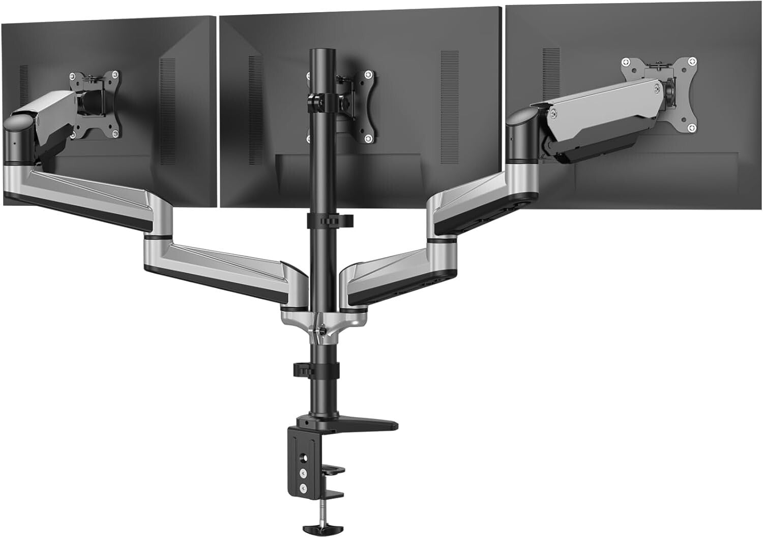 Versatile Articulating Triple Monitor Stand for Flat/Curved Screens - Easy Setup