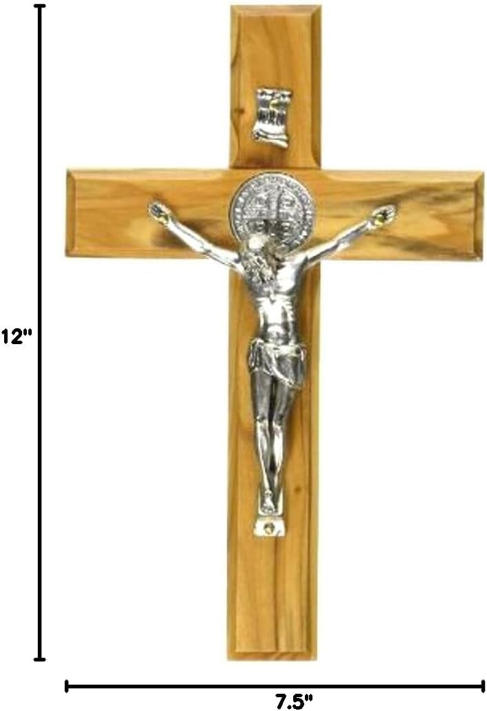 Artisan Crafted Saint Benedict Silver Tone Crucifix - Perfect Spiritual Gift