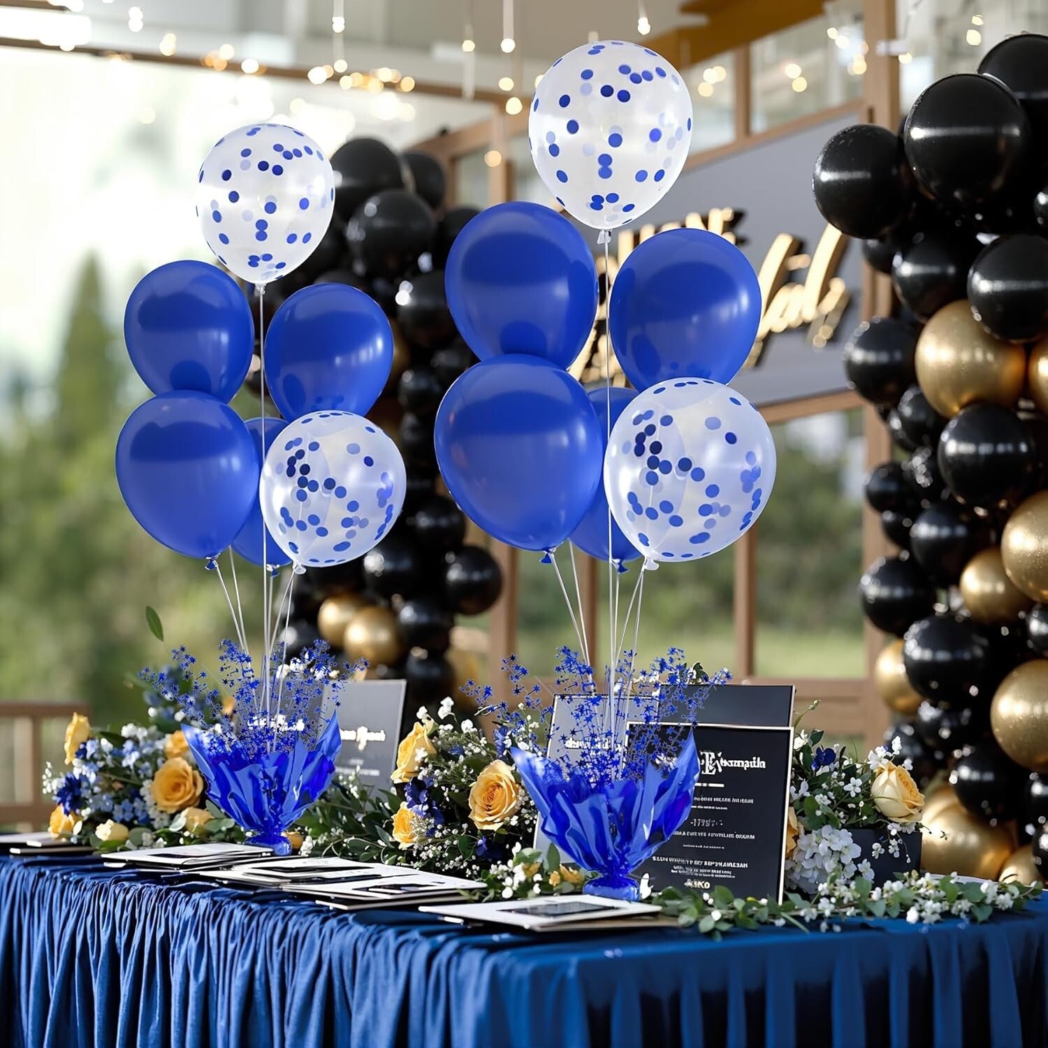 Six Royal Blue Table Balloon Centerpieces – Easy Setup for Every Festivity