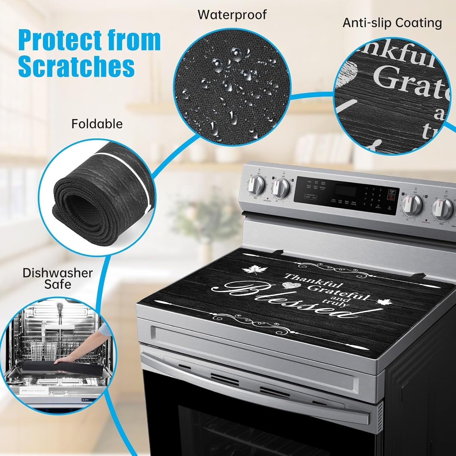 Elegant Heat Resistant Stove Top Cover - 28.5”x20.5” for Protective Kitchen S...