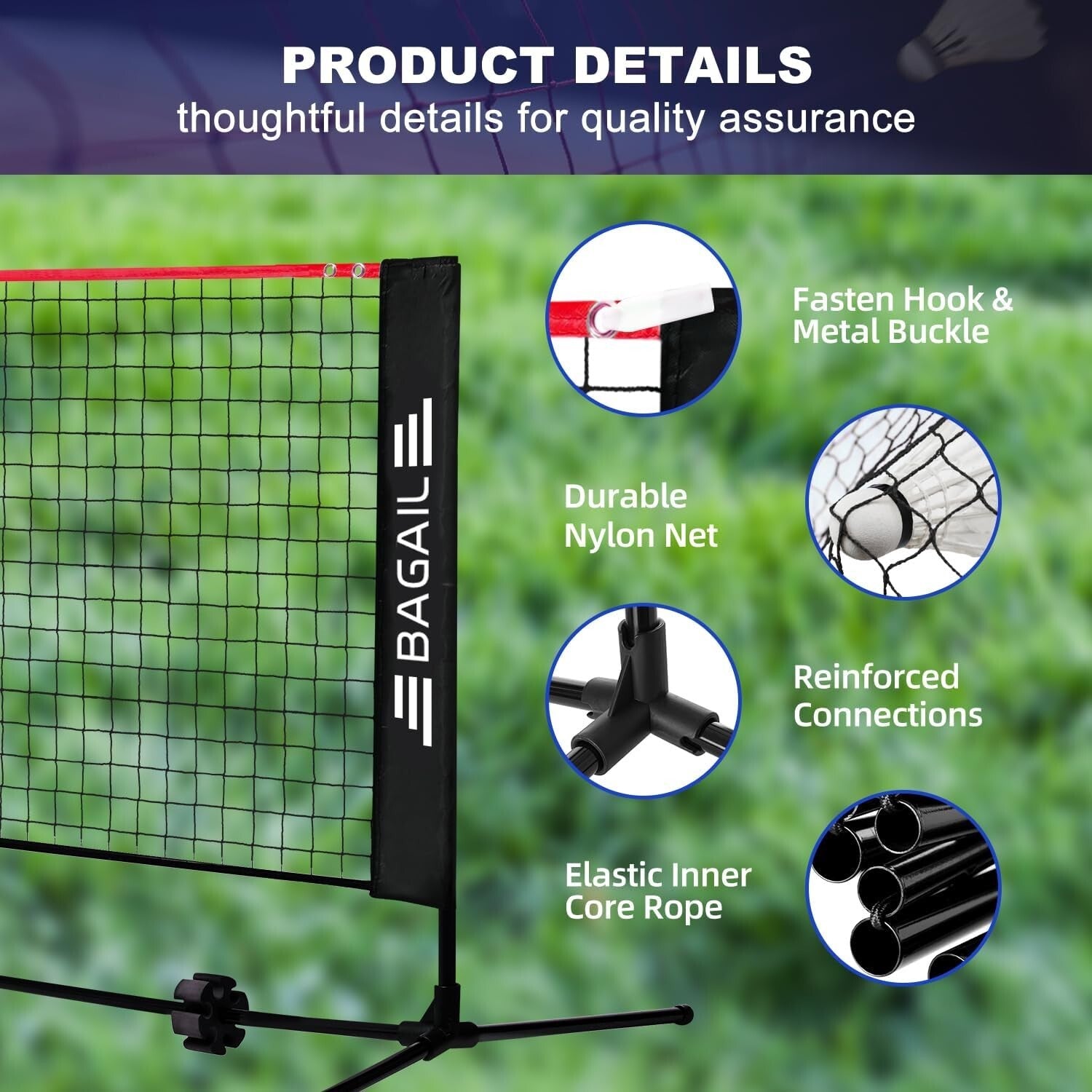 Durable 14ft Adjustable Sports Net - Perfect for Badminton, Tennis, and More
