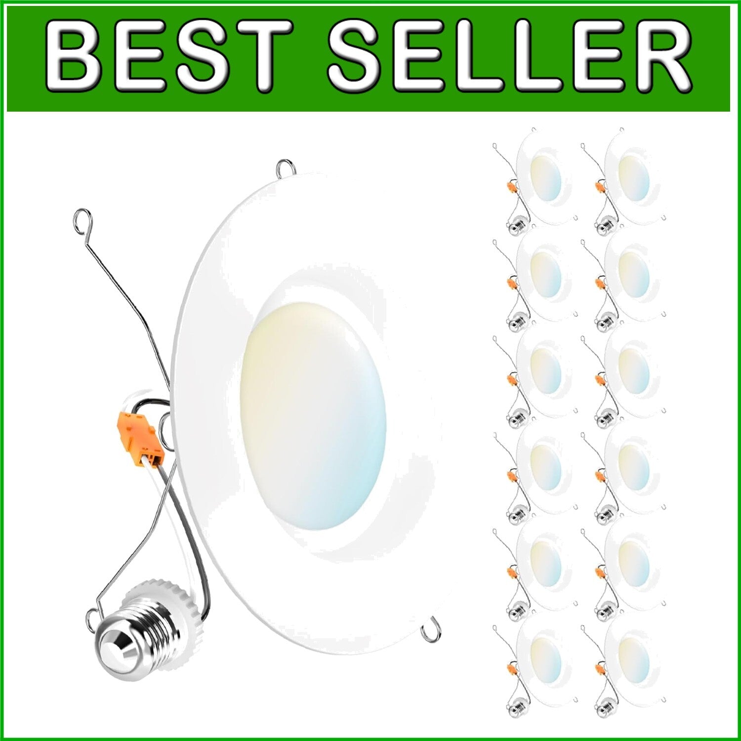 Energy-Efficient 12 Pack LED Can Lights - Selectable White & Smooth Trim Finish