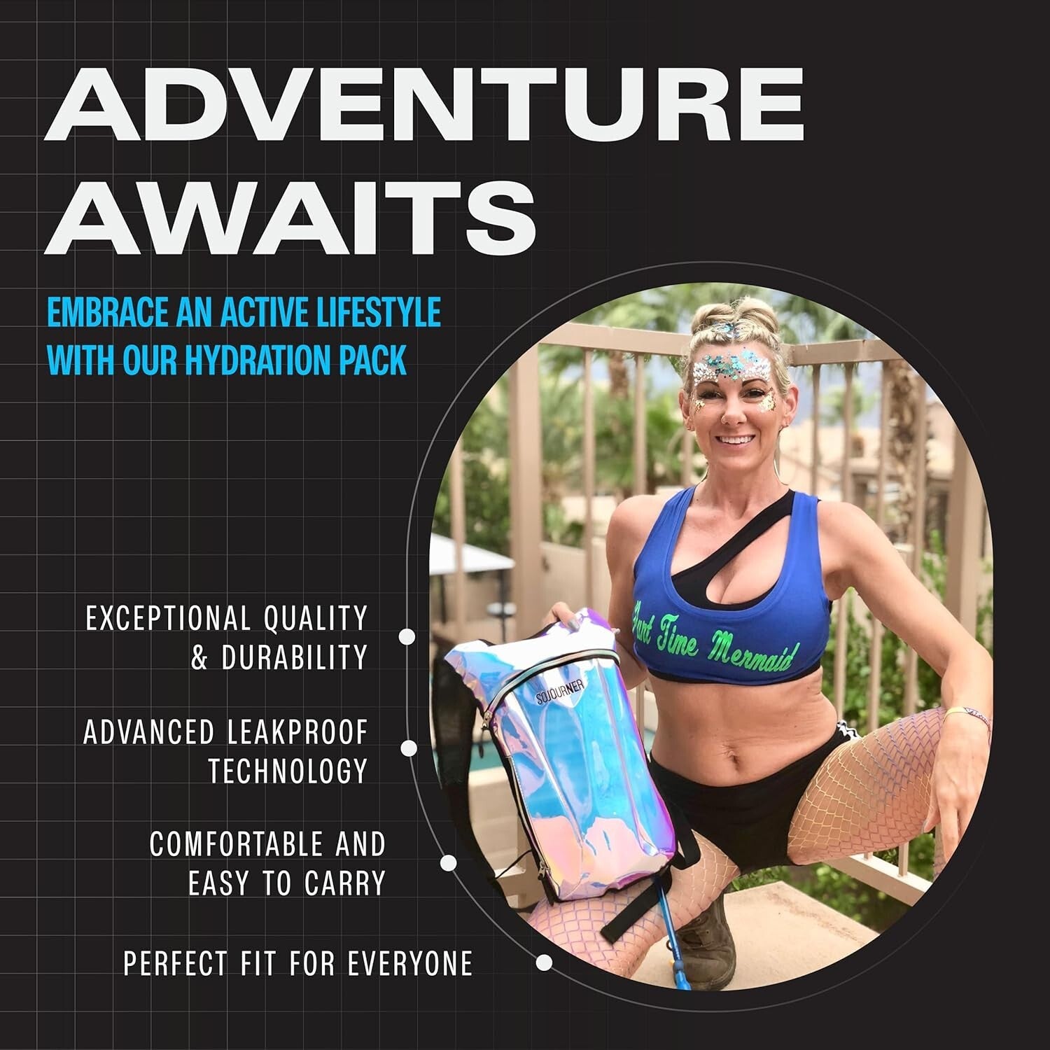 Lightweight 2L Hydration Backpack with Adjustable Straps for Festivals & Sports
