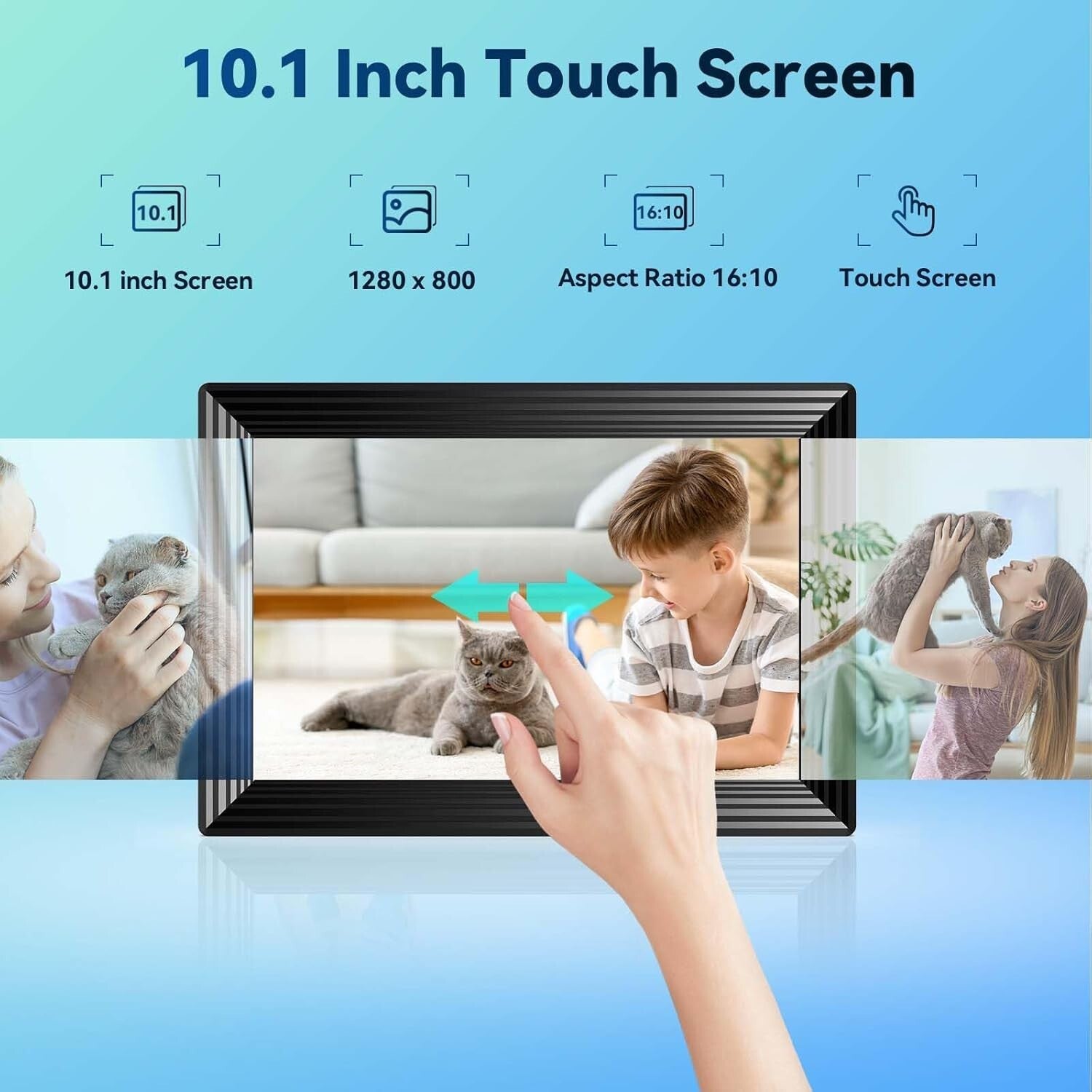 Versatile 10.1" WiFi Digital Frame with Detachable Holder - View Your Memories