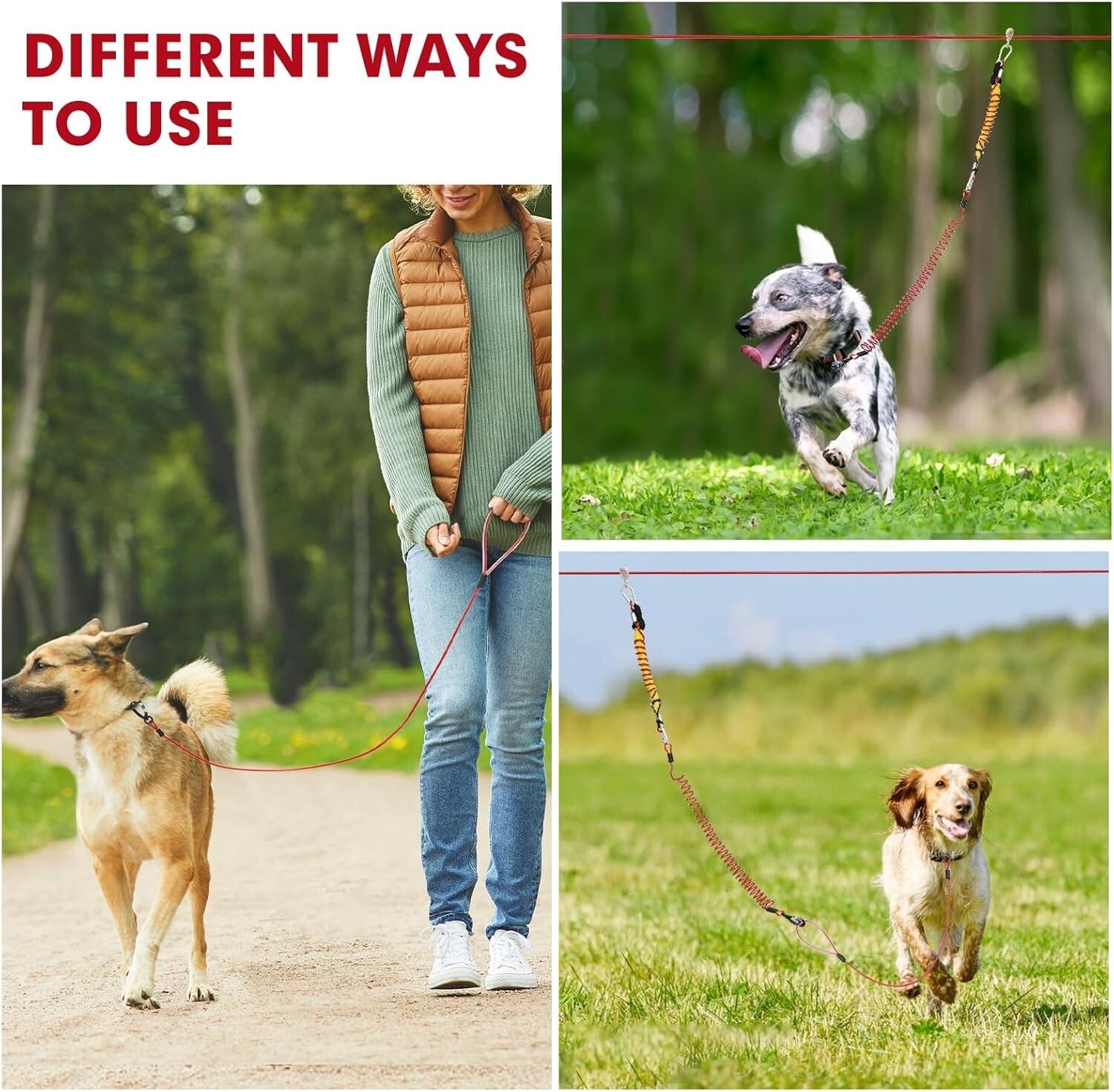 Tangle-Free Heavy-Duty Dog Zip Line - 75ft Anti-Shock System for 300lbs Dogs