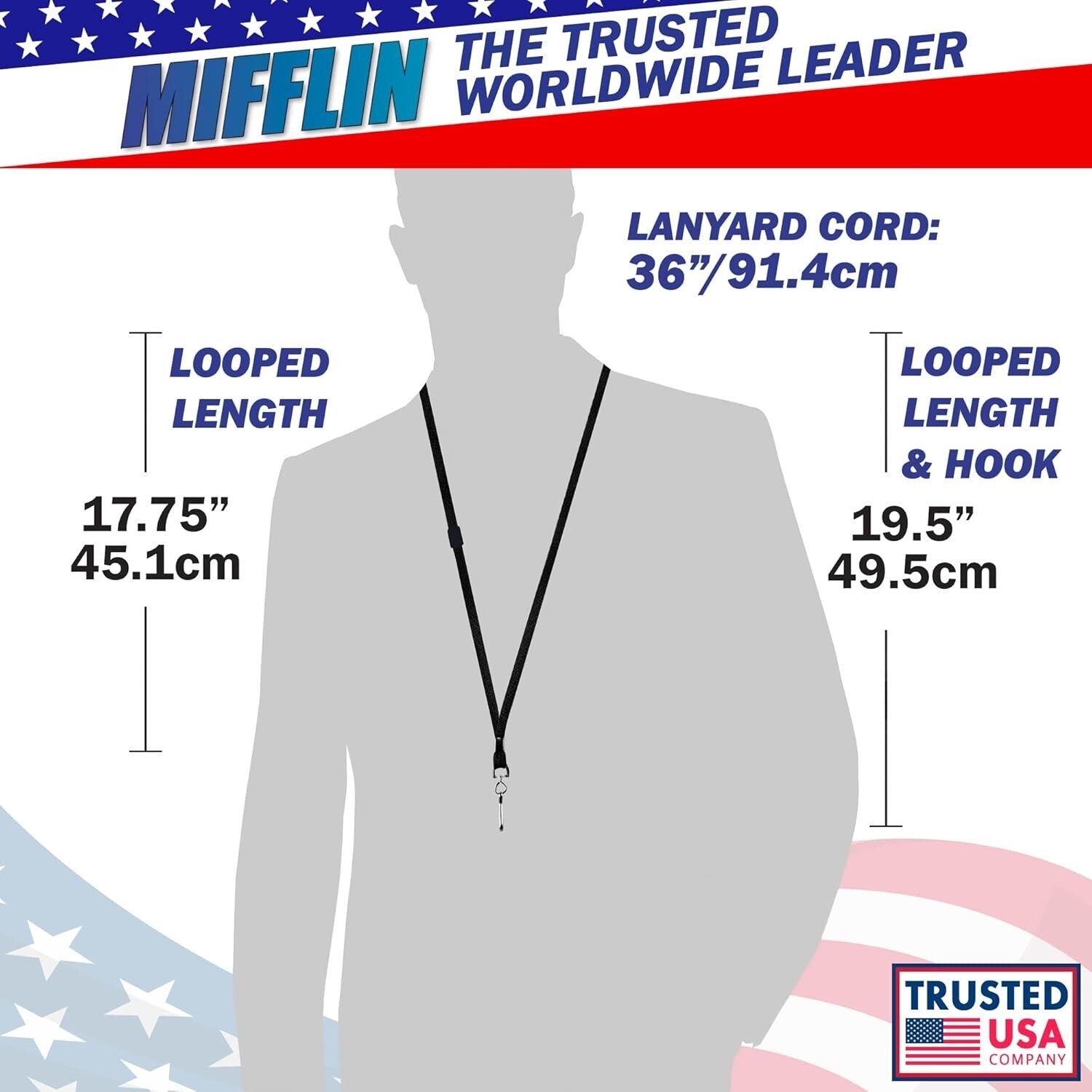 Flat Breakaway Safety Lanyards 100-Pack - Lightweight & Neck-Friendly, 36-Inch