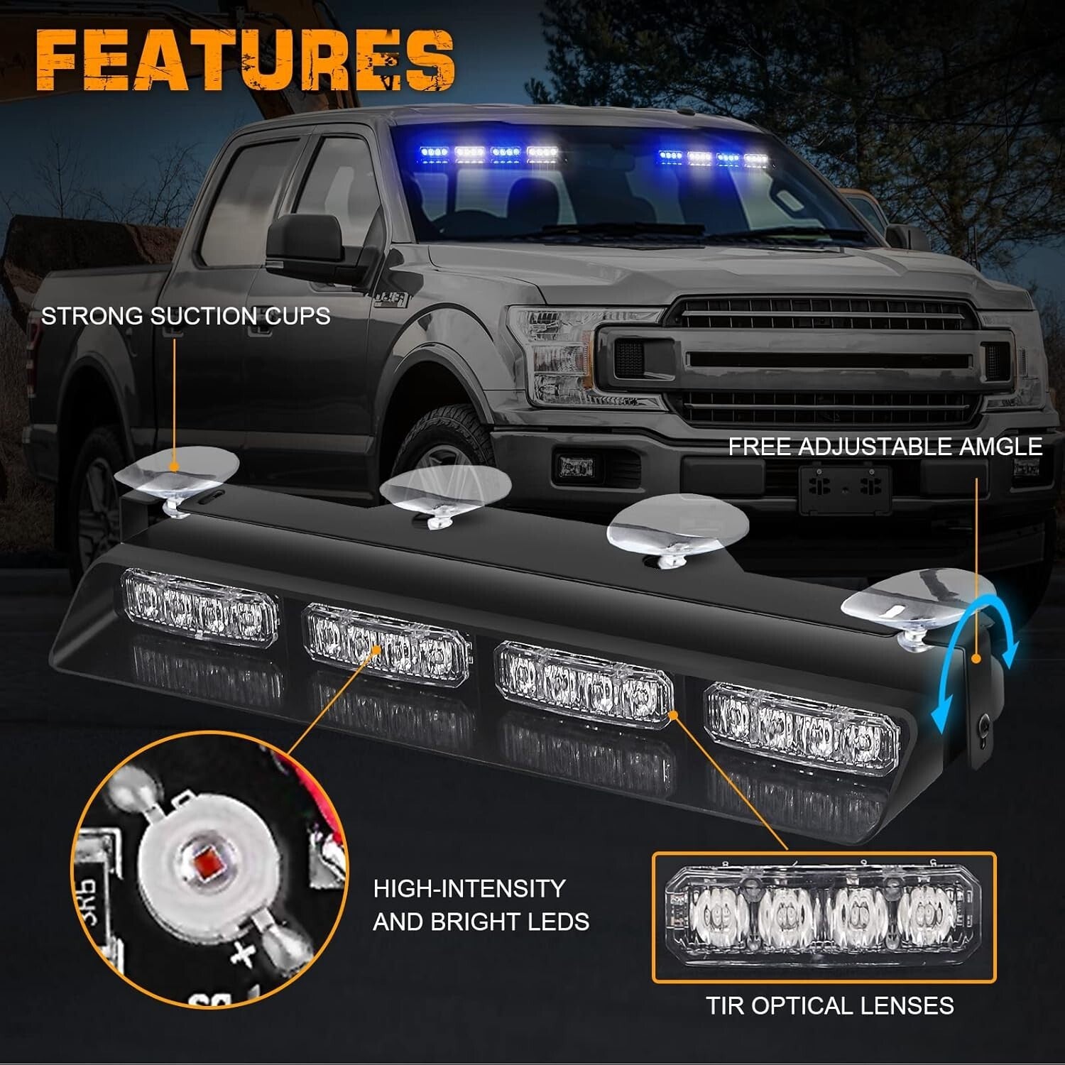 Universal Fit Emergency Strobe Lights – 32 Bright LEDs with Control for Trucks