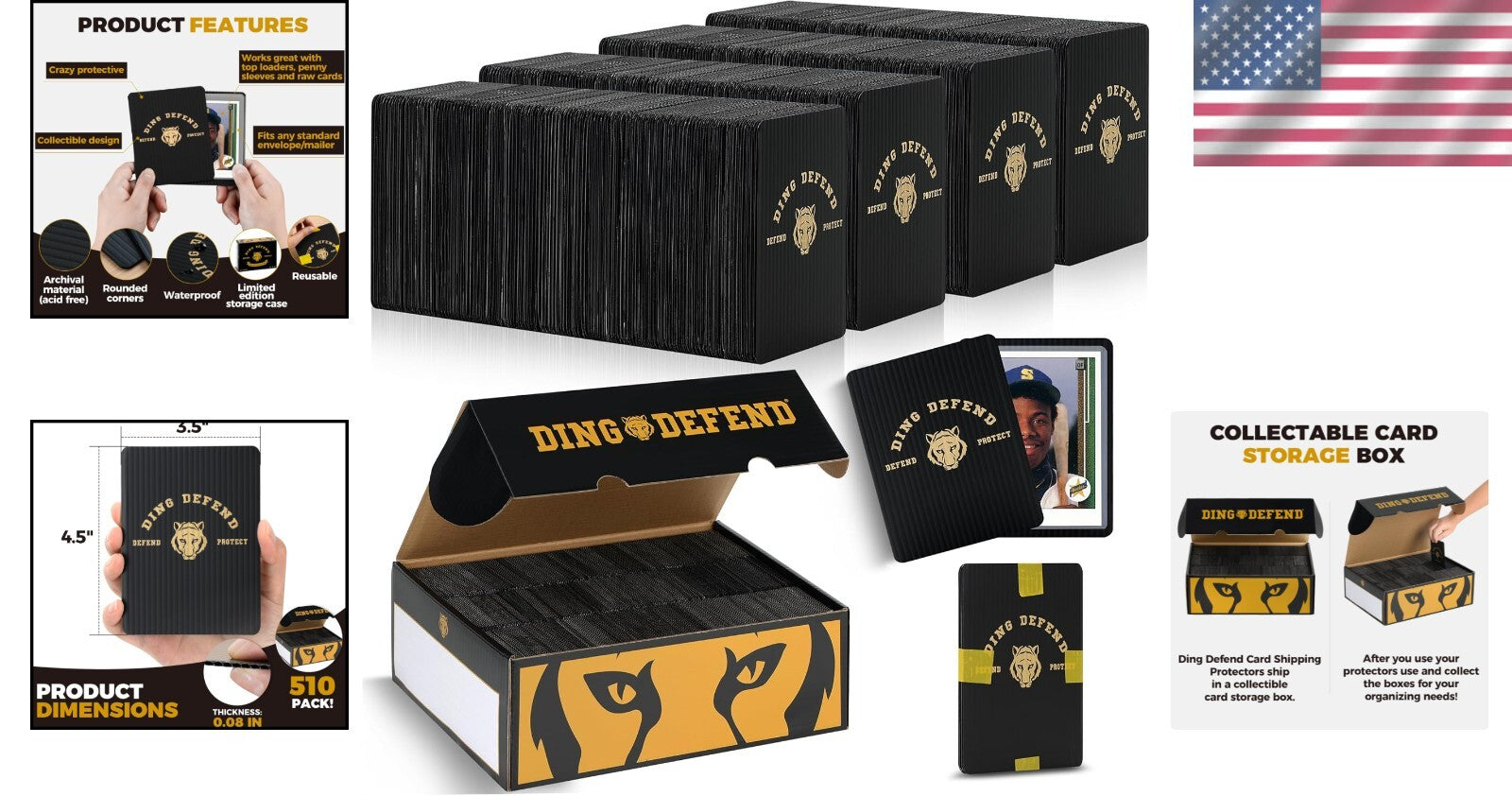 510 Pack Premium Tiger Design Trading Card Protectors for Secure Shipping