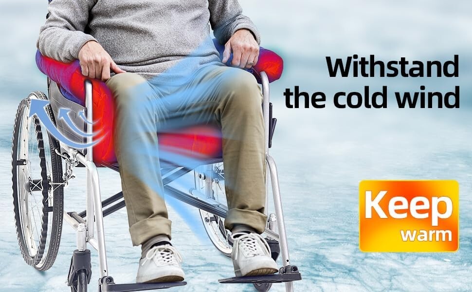 Non-Slip Wheelchair Cushion & Armrests, Ideal for Seniors' Comfort - Blue