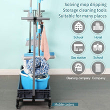 Load image into Gallery viewer, Stainless Steel Mop Rack with Lockable Wheels for Secure Cleaning Organization