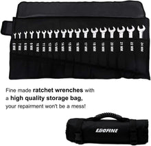 Load image into Gallery viewer, Durable 18pc Metric Ratcheting Wrench Set with Chrome Vanadium and Roll Up Bag