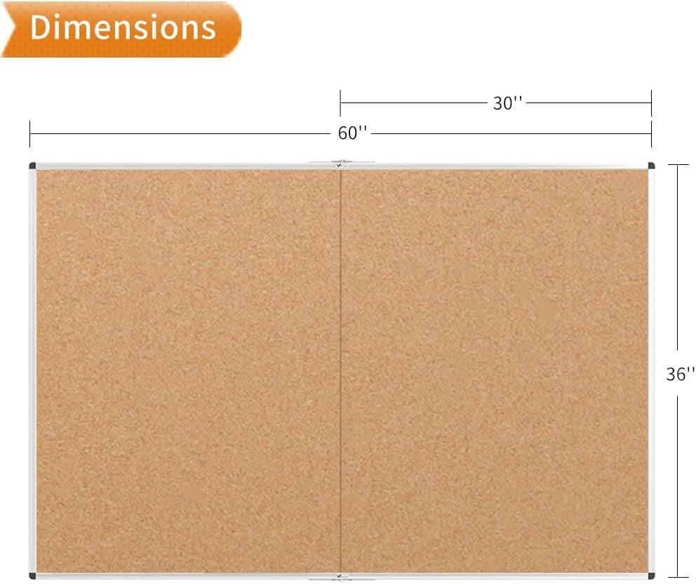Self-Healing Corkboard 60" x 36" with Elegant Silver Frame - Multi-Use Design