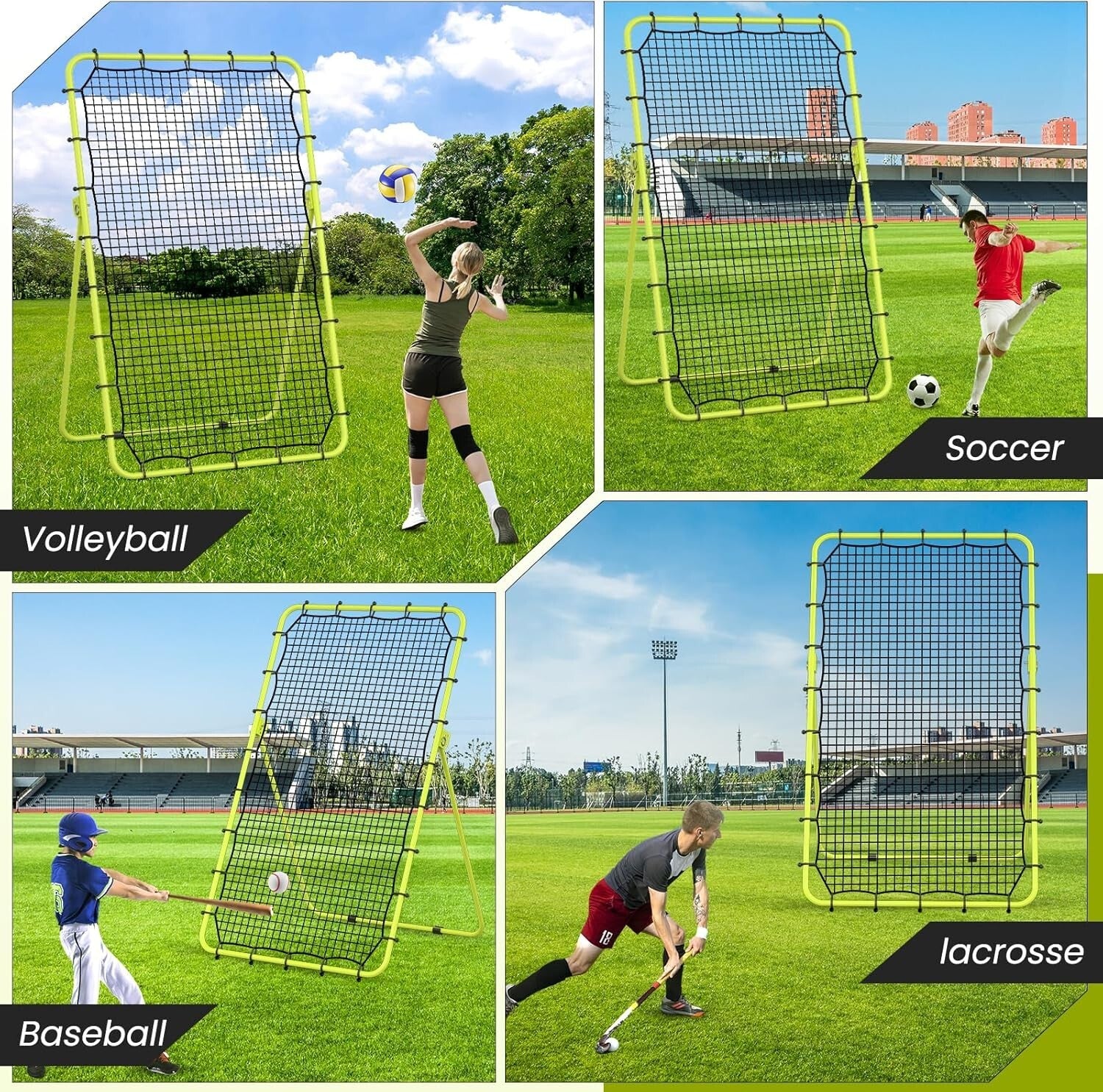 Durable 7x4 FT Sports Rebounder with Steel Frame for Soccer, Volleyball & More